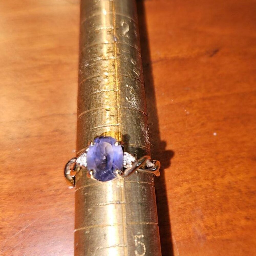 10kt iolite and diamond ring